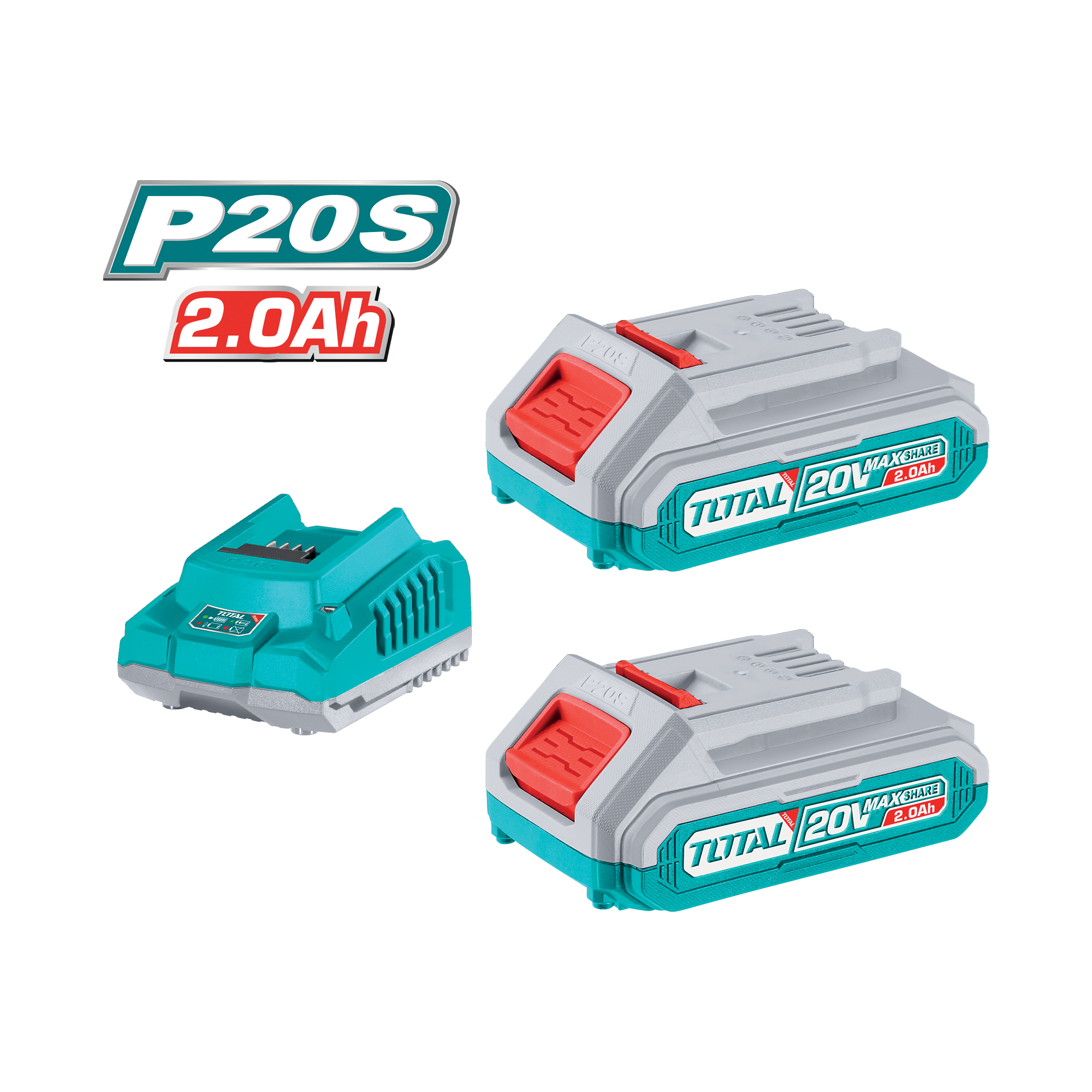 Set van 2 accu's 2Ah + lader TFBCPK1222E | 20 V - 2 Ah