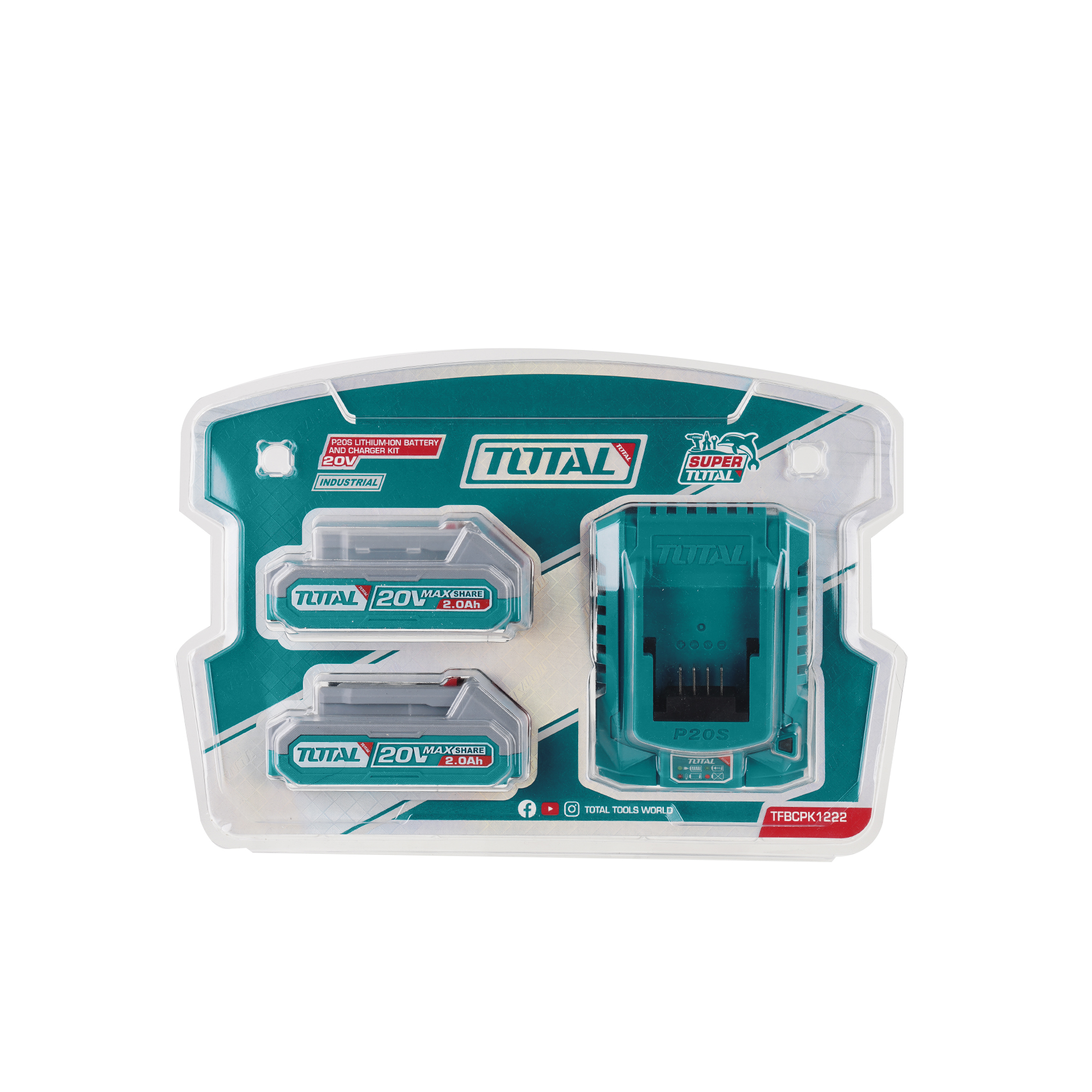 Jogo de 2 baterias 2Ah + carregador TFBCPK1222E | 20 V - 2 Ah