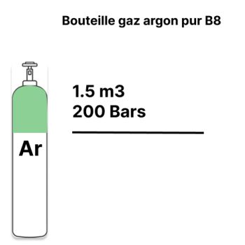 Refillable welding gas cylinder Pure Argon - B8 - 1.5m³