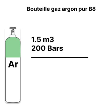 Refillable welding gas cylinder Pure Argon - B8 - 1.5m³