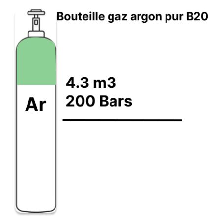 Refillable welding gas cylinder Pure Argon - B20 - 4.3m³