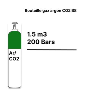 Refillable welding gas cylinder Argon CO2 15% - B8 - 1.5m³