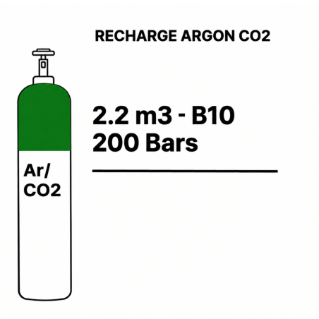 Argon CO2 15% welding gas cylinder - B10 - 2.2m³ - €245.00