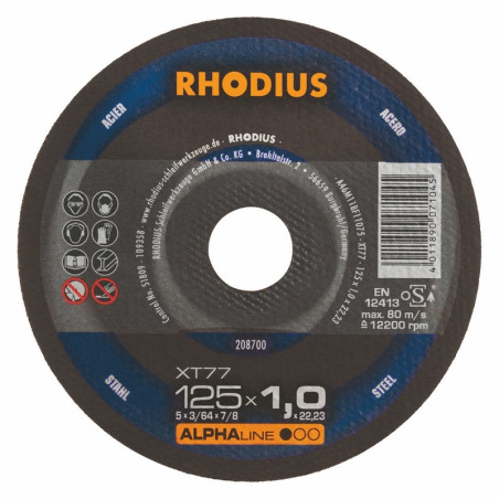 Disco de corte para acero Ø 125 mm Rhodius XT77