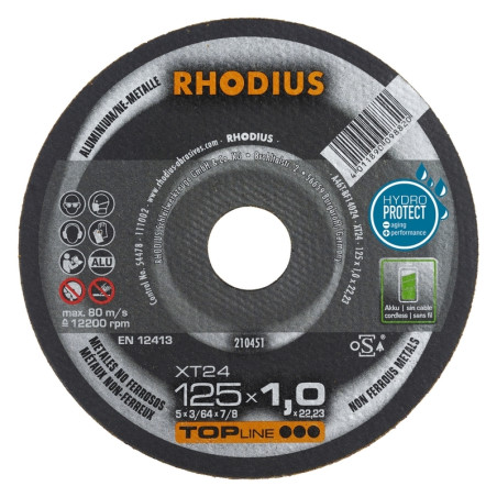 Disco de corte para alumínio Ø 125 mm Rhodius XT24