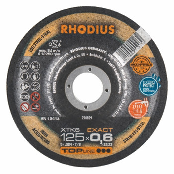 RHODIUS | Disco da taglio extra sottile inox e acciaio Ø 125 mm Rhodius XTK6