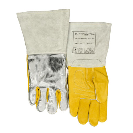 Luvas de soldador Wedas 10-2755-L reforçadas e dorso aluminizado