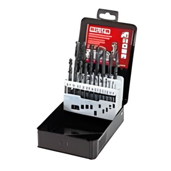 Estuche de 19 brocas para metales HSS talladas rectificadas Ø 1 a 10 mm