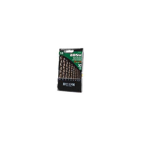Coffret de 10 forêts métaux HSS  cobalt 5 %  Ø 1 à 10 mm