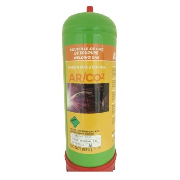 Bouteille de gaz jetable ARGON + CO² 2,2 Litres  Soudure Acier