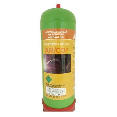 Garrafa de gás descartável ARGON + CO² 2,2 Litros Soldadura de Aço