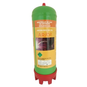 Botella desechable de gas Argón + O²