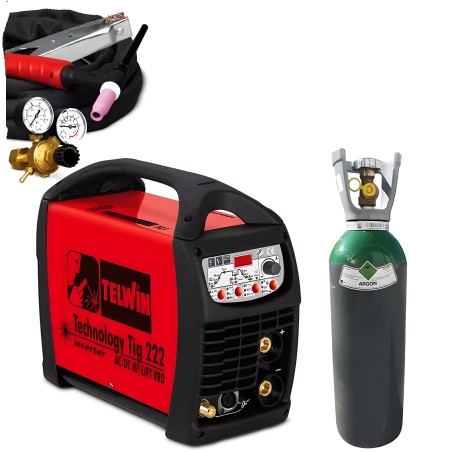 PACK : Máquina de soldar Telwin Dual 222 + kit TIG + Gás