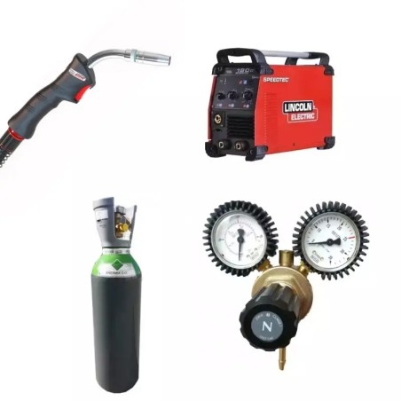 PACK: Equipo de soldadura LINCOLN 180C + Antorcha 3 m + Regulador + Gas