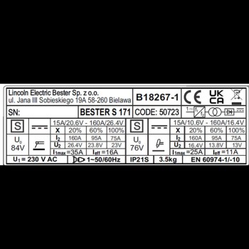 LINCOLN - B18267-1 Inverter lasapparaat Bester S171