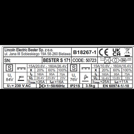 LINCOLN - B18267-1 Inverter lasapparaat Bester S171