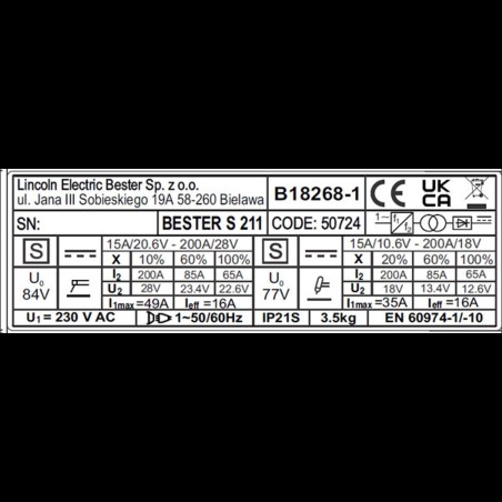 LINCOLN - B18268-1 Inverter lasapparaat Bester S211