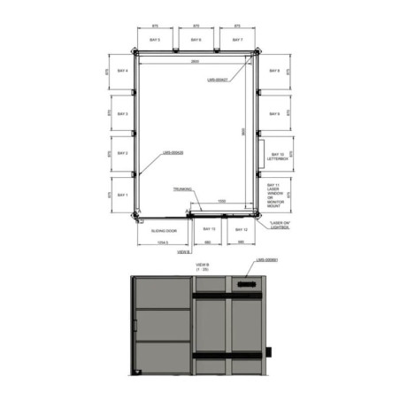 Cabine de soldadura laser classe 4 - 4x3m com porta deslizante