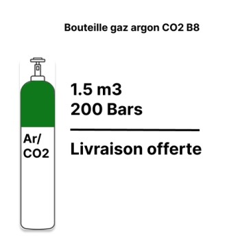 Bouteille gaz de soudure Argon CO2 15% - B8 - 1,7m³