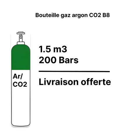 Bombola gas per saldatura Argon CO2 15% - B8 - 1,7m³