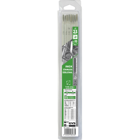 10 X électrodes inox 316 L pour soudure inox Ø 2,5 mm GYS