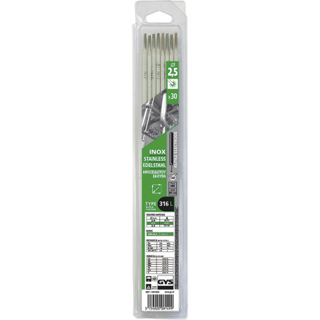 30 X électrodes inox 316 L pour soudure inox Ø 2,5 mm GYS