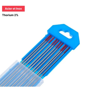 Electrodes Tungstène Thorium 2% (Rouge) - Ø2,0x150 mm (x10)