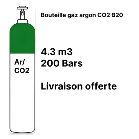 Lasgas fles Argon CO2 15% - B20 - 4,3m³
