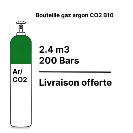 Lasgas fles Argon CO2 15% - B10 - 2,2m³