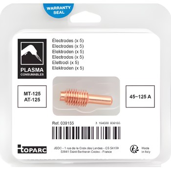 5 eléctrodos 45/125 A para tocha plasma MT-125 / AT-125