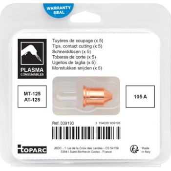 5 tuyères de coupage 105 A pour torche plasma MT-125 / AT-125