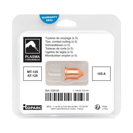 5 tuyères de coupage 105 A pour torche plasma MT-125 / AT-125