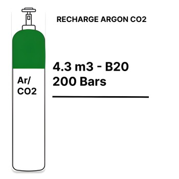 Recarga botella Gas Argón CO2 - B20 - 4,3m³