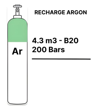 Recarga garrafa Gás Árgon Puro - B20 - 4,3m³