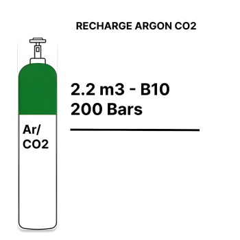 Nachfüllung Gasflasche Argon CO2 - B10 - 2,2 m³