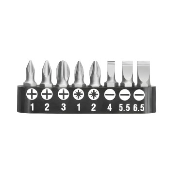 Juego de 9 puntas 1/4'' con portapuntas TACSD3091