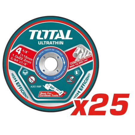 Caixa de 25 discos de corte TAC11011525 | 115 mm
