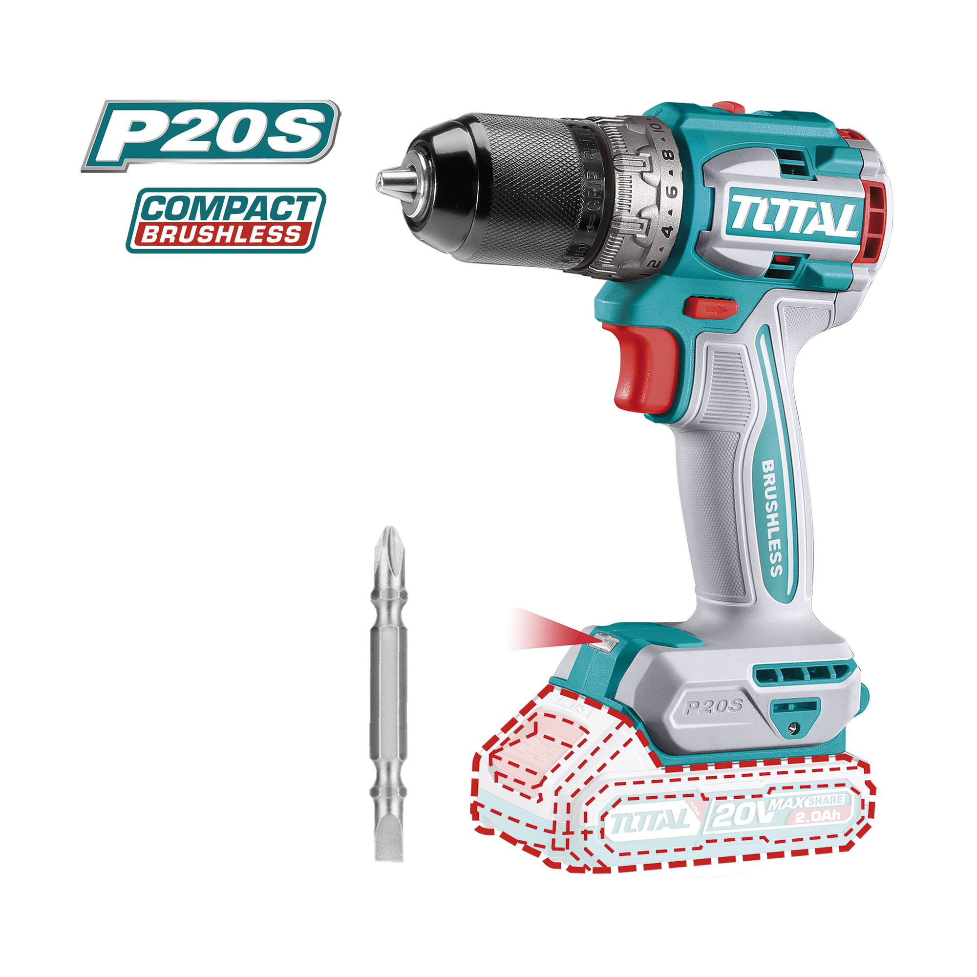 Bürstenloser Akku-Bohrschrauber TDLI206021 | 20 V