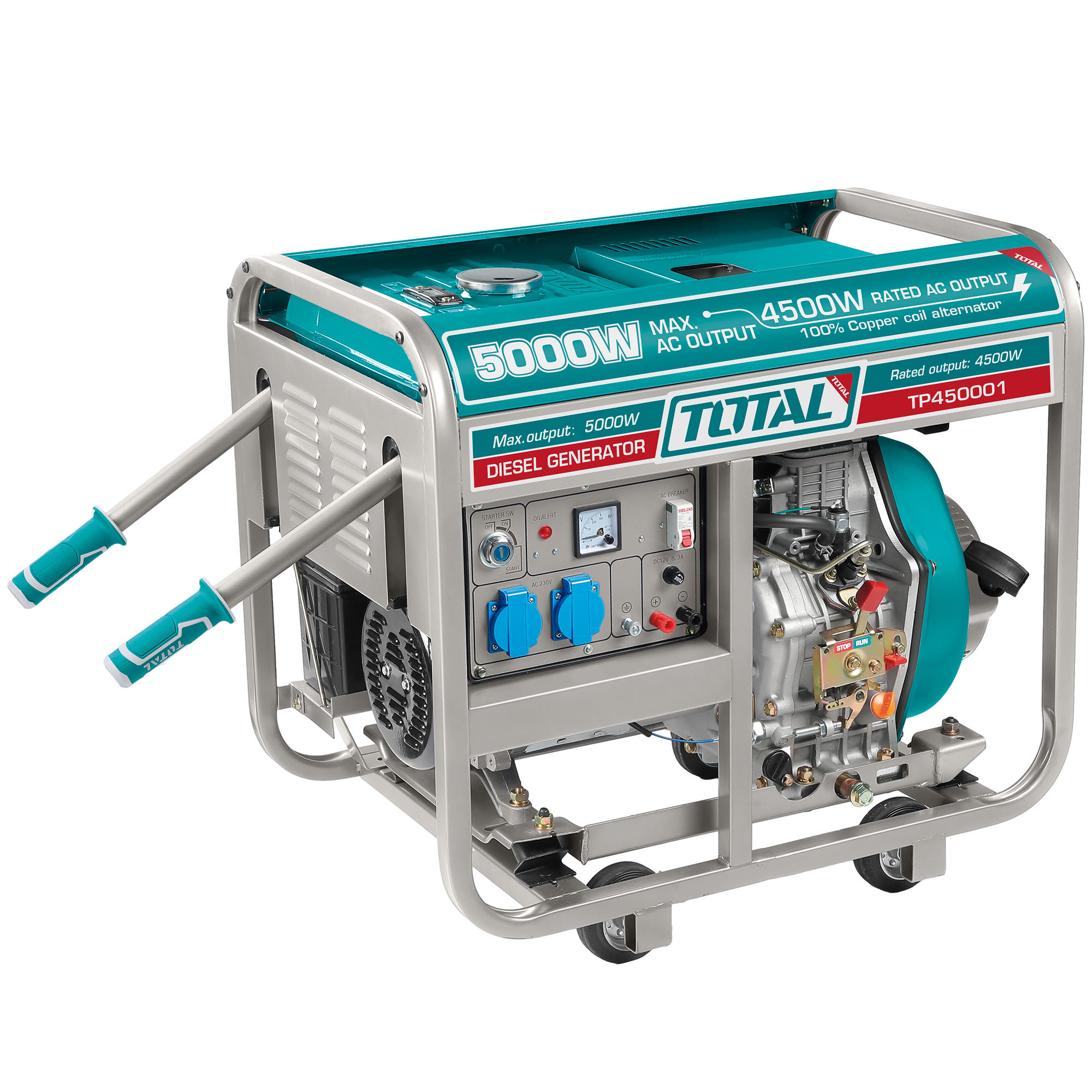 GENERATOR draagbaar diesel open 5,0 kW - Eenfasig TP450001 | 5,0 kW