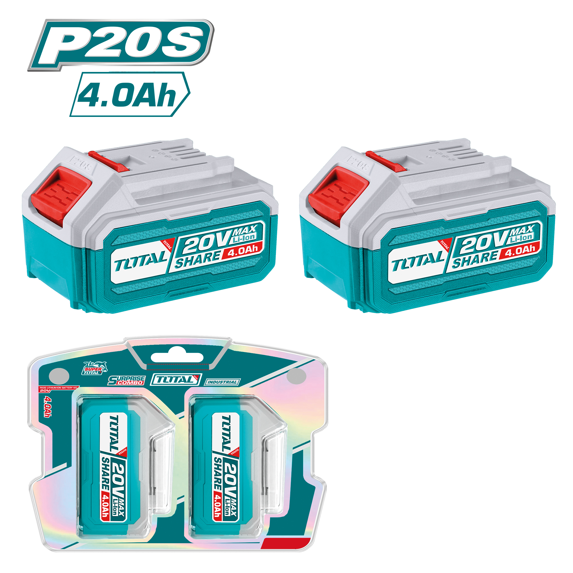 Set di 2 batterie 4Ah TOSLI240312E | 20 V - 4 Ah