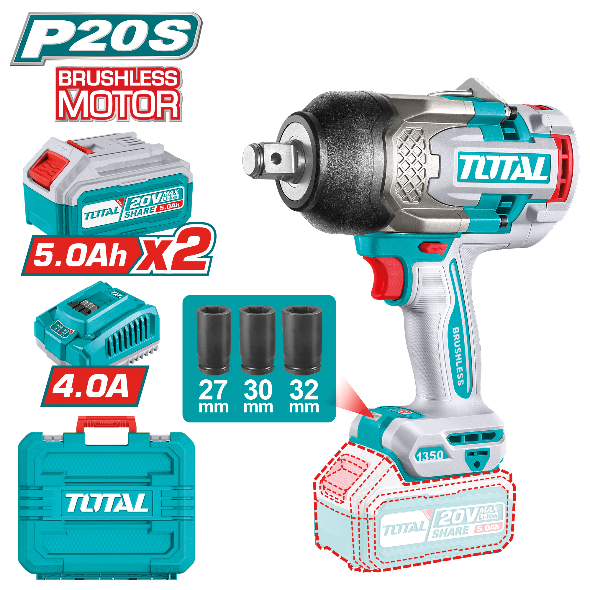 Chave de impacto 3/4'' brushless a bateria TIWLI20135E | 20 V