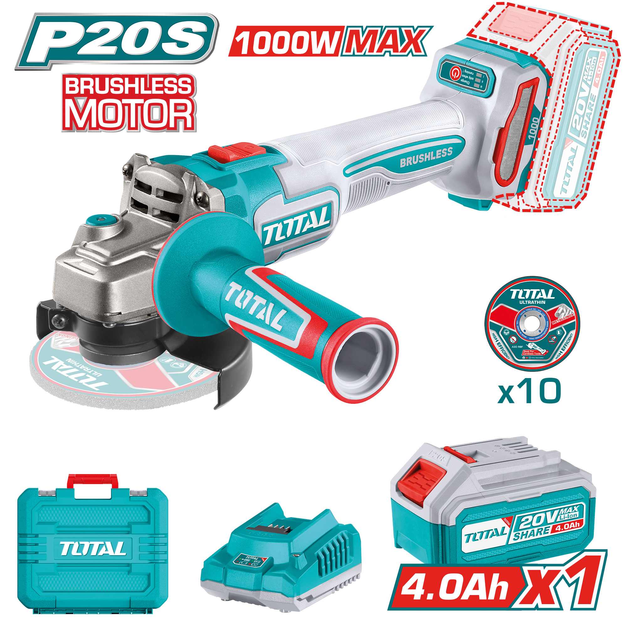 Amoladora brushless a batería TAGLI271531E | 20 V