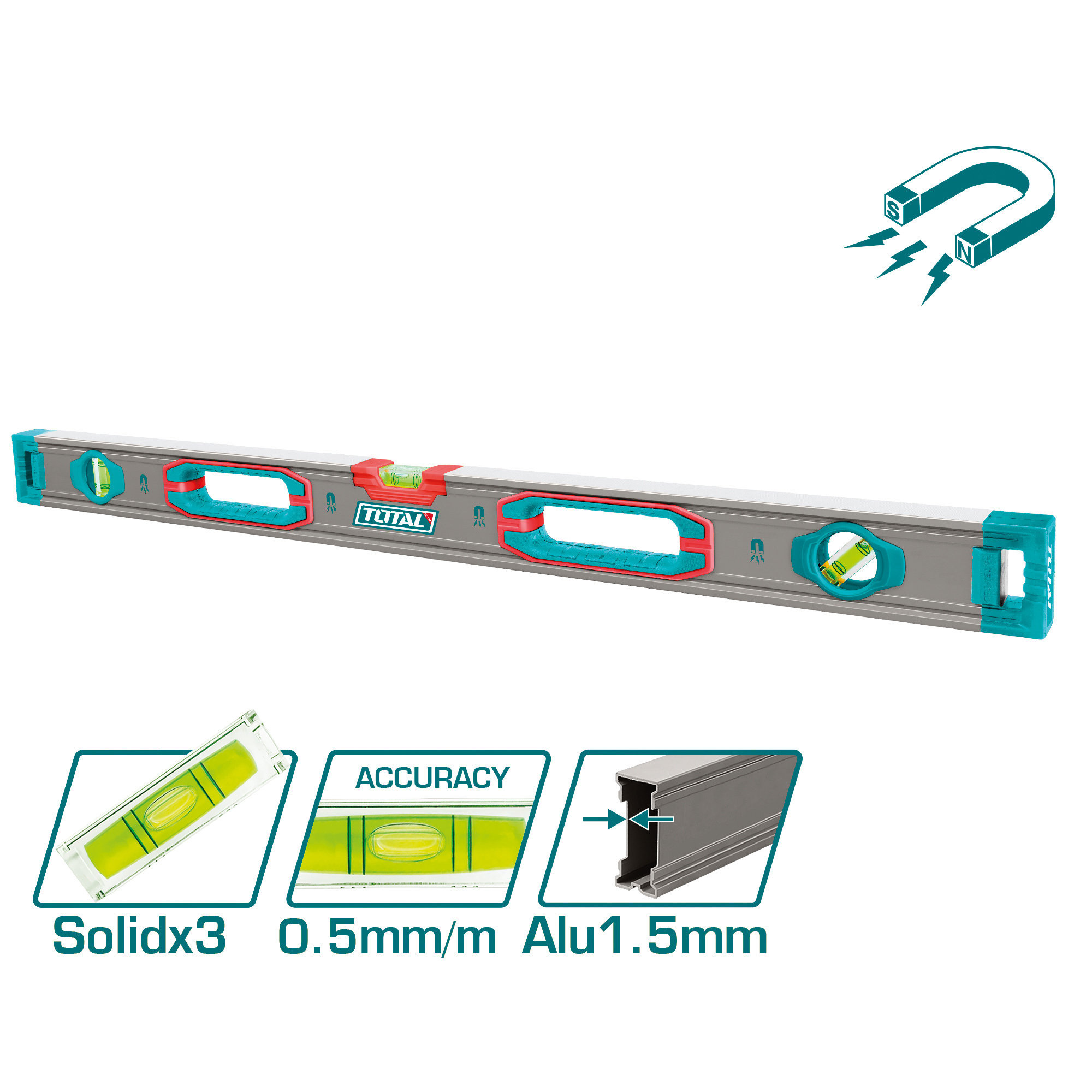 Magnetische Wasserwaage TMT2 | 100 cm