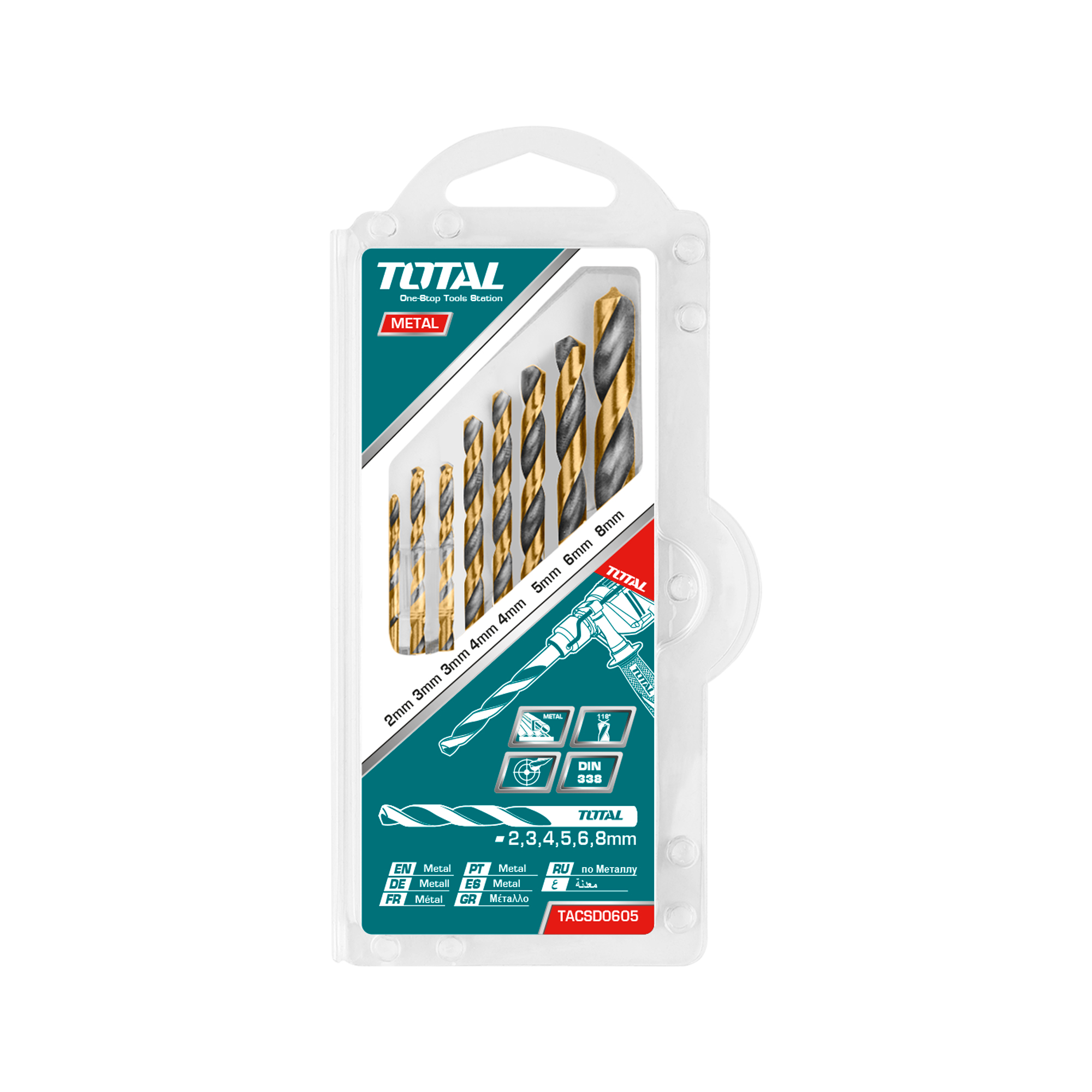 Set of 8 drill bits for metal TACSD0801 | HSS