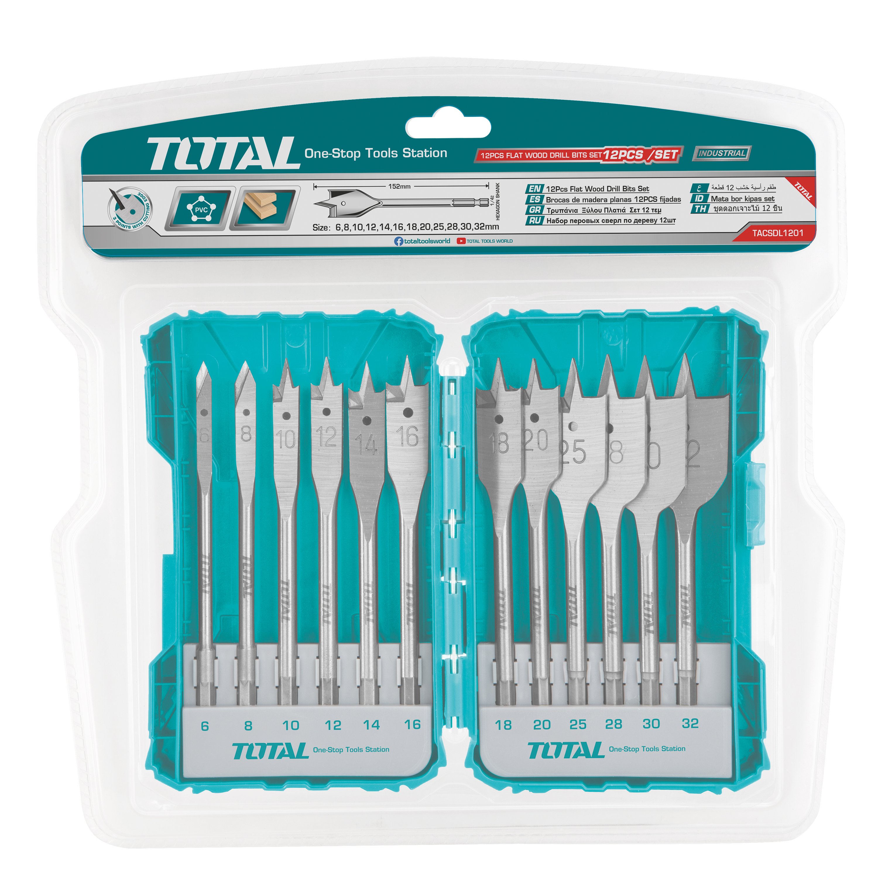 Set van 12 houtboren TACSDL1201 | HSS