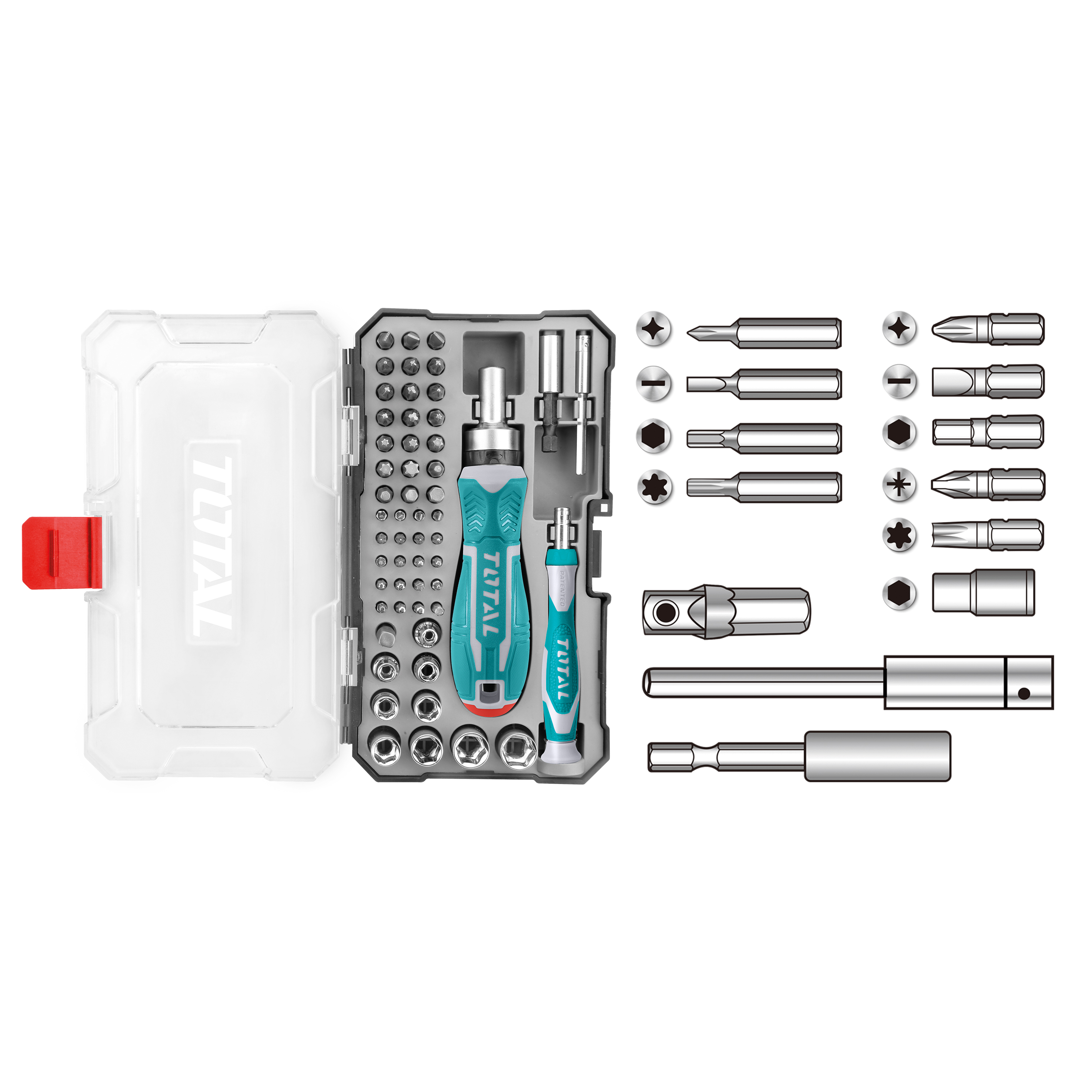 Chave de parafusos com pontas TACSD30556 | 55 Peças