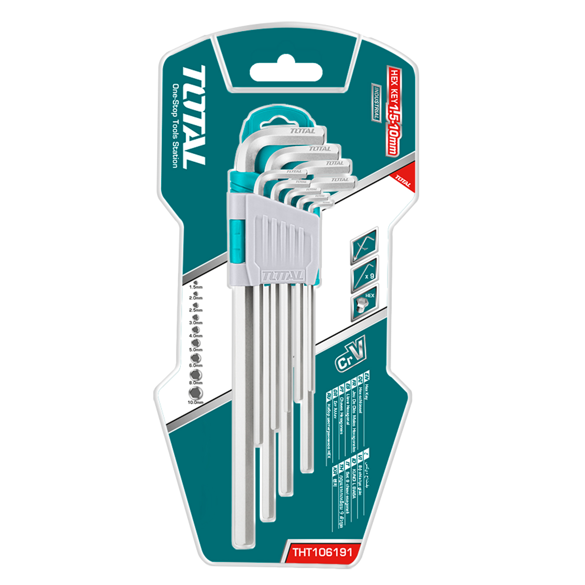 Set van 9 Allen-sleutels THT10691 | Chroom-vanadium (Cr-V)