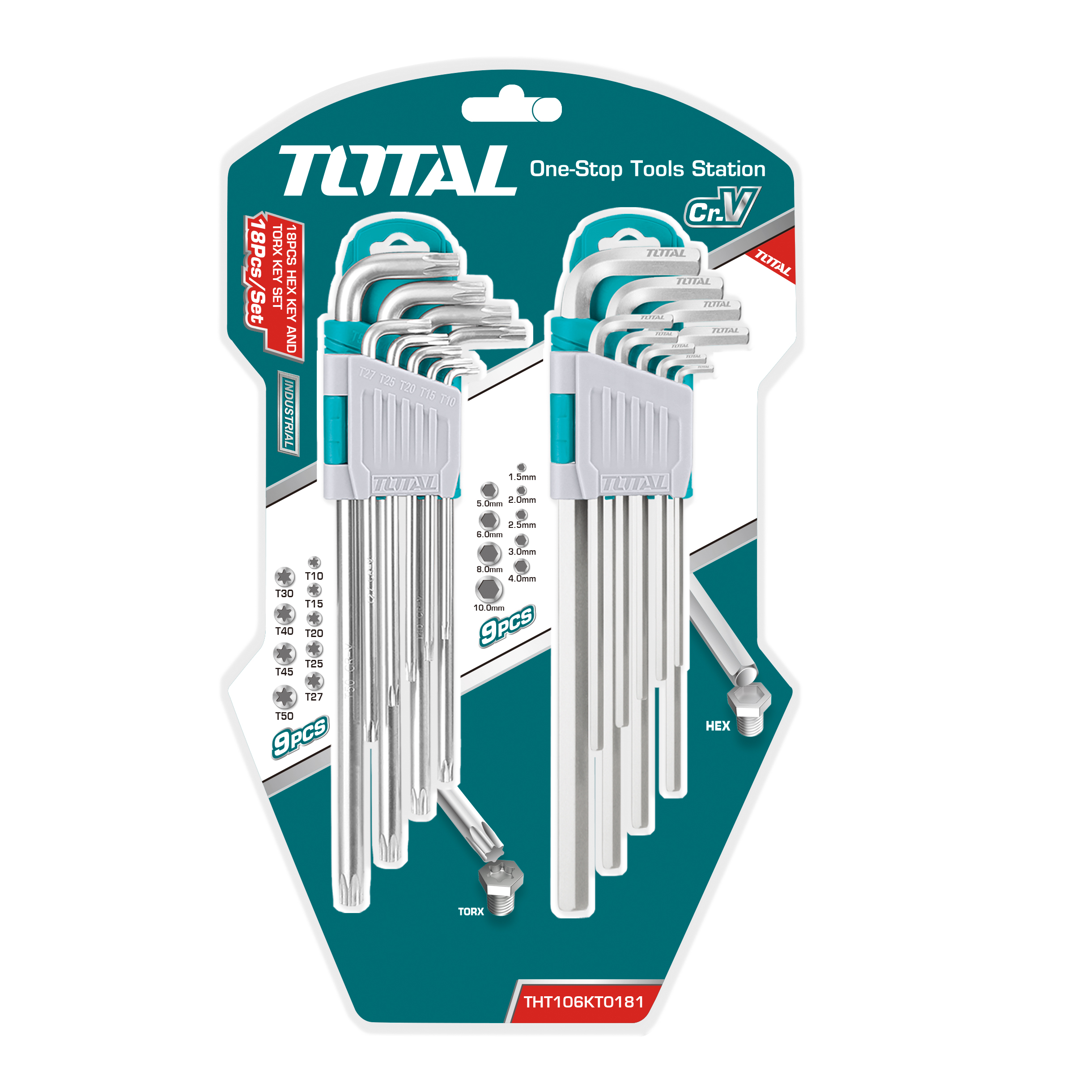 2 Innensechskant- und Torx-Schlüsselsätze  THT106KT0181 | Chrom-Vanadium (Cr-V)