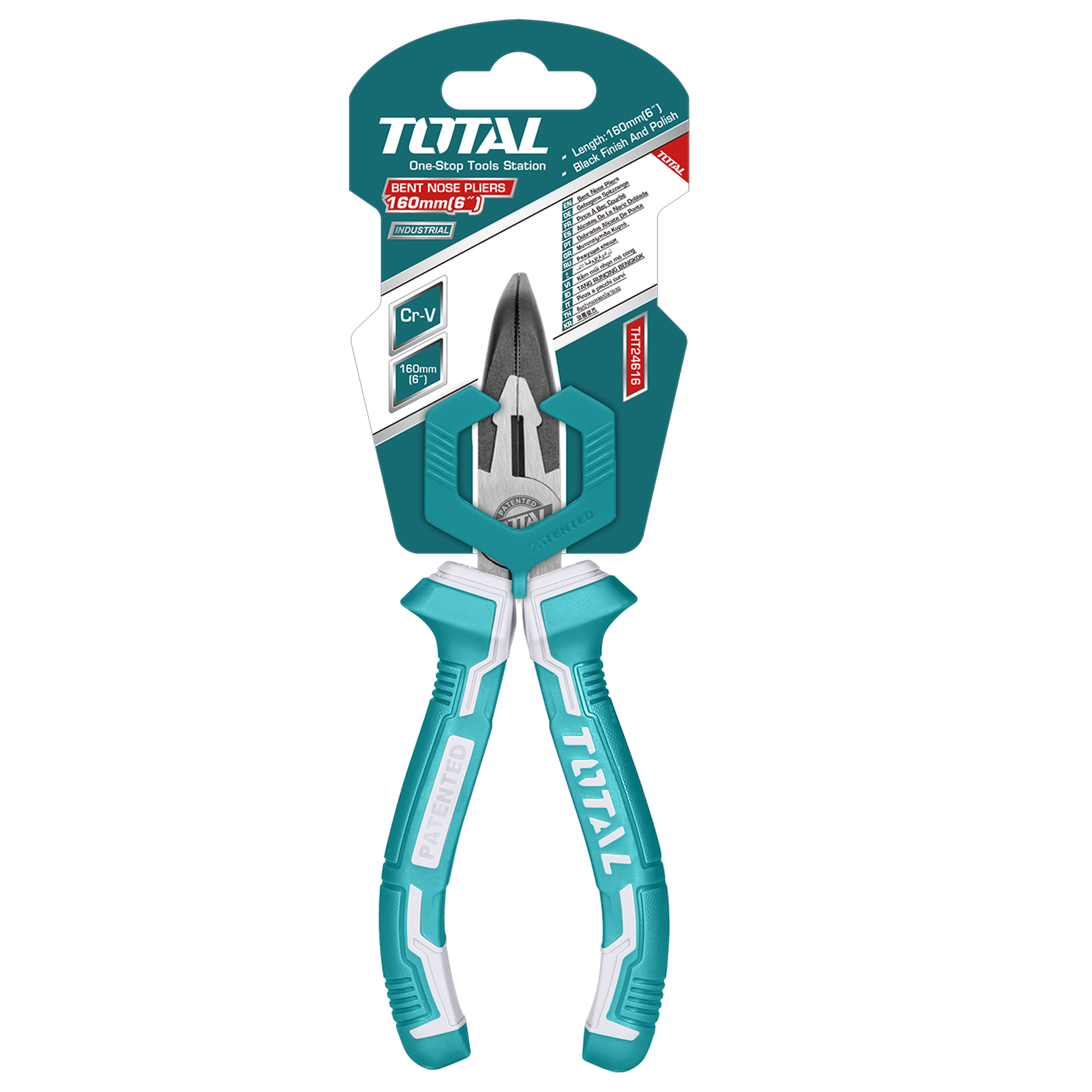 Pinza a becchi piegati THT24616 | 160 mm | Cromo-vanadio (Cr-V)