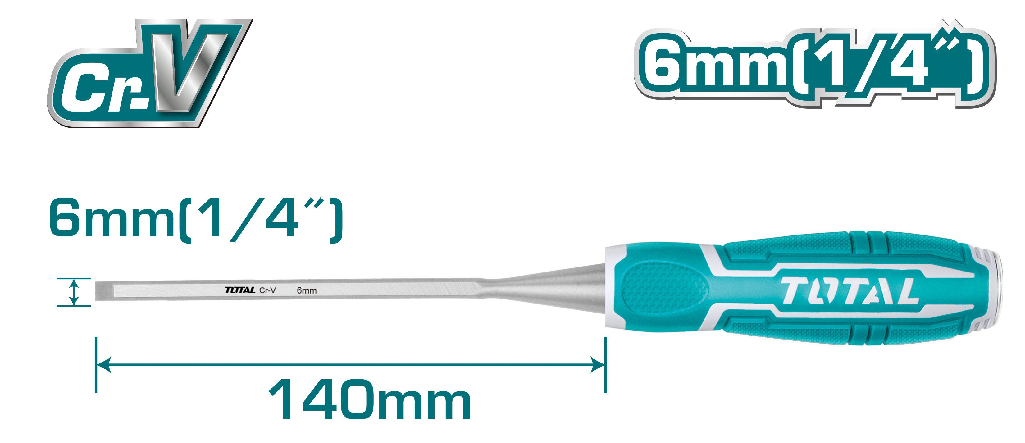 Stechbeitel THT41 | 6 x 140 mm | Chrom-Vanadium (Cr-V)